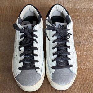 P448 women’s White and Gray Leather Sneakers
